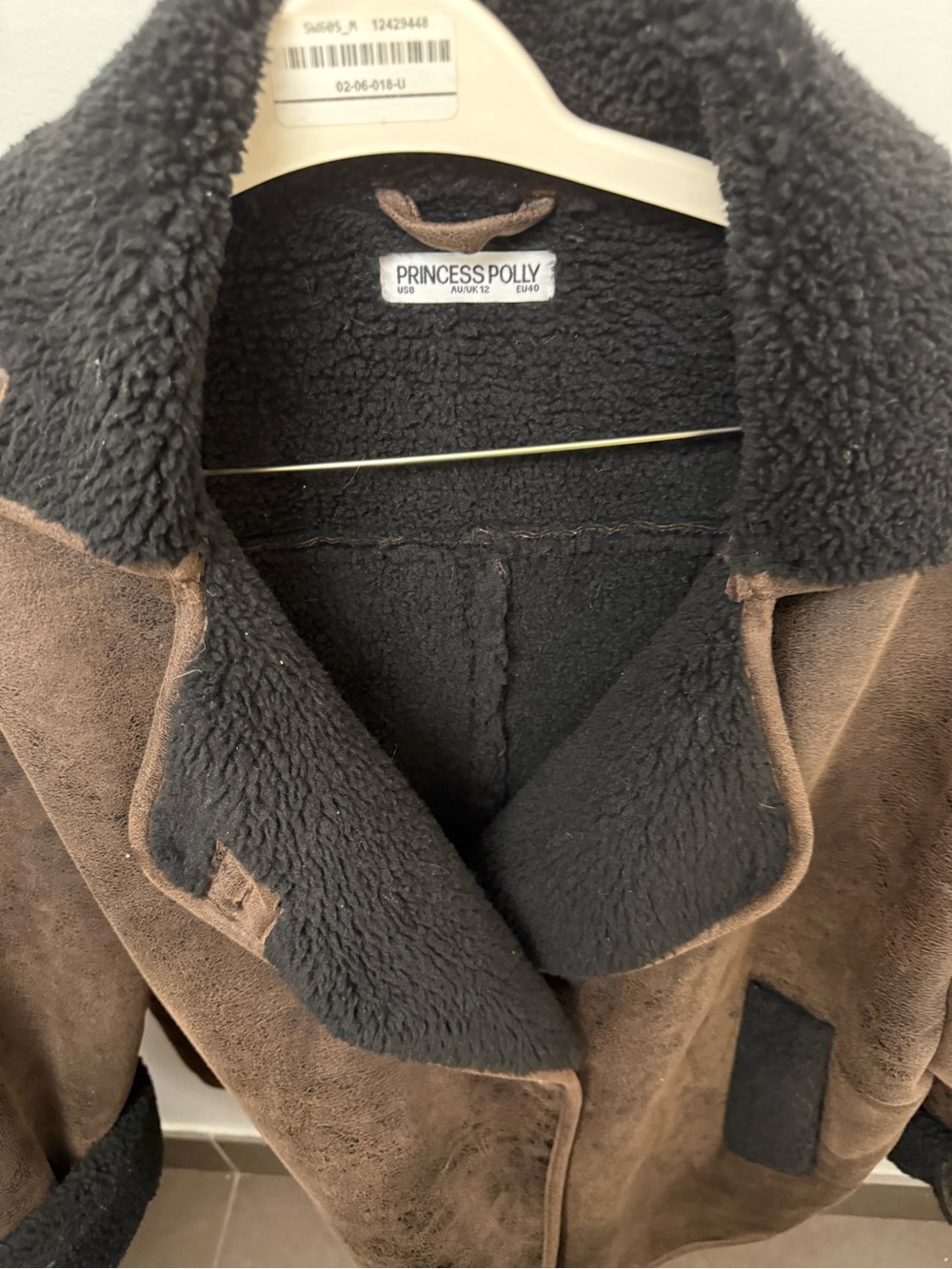 Sherpa and faux suede teddy motto jacket